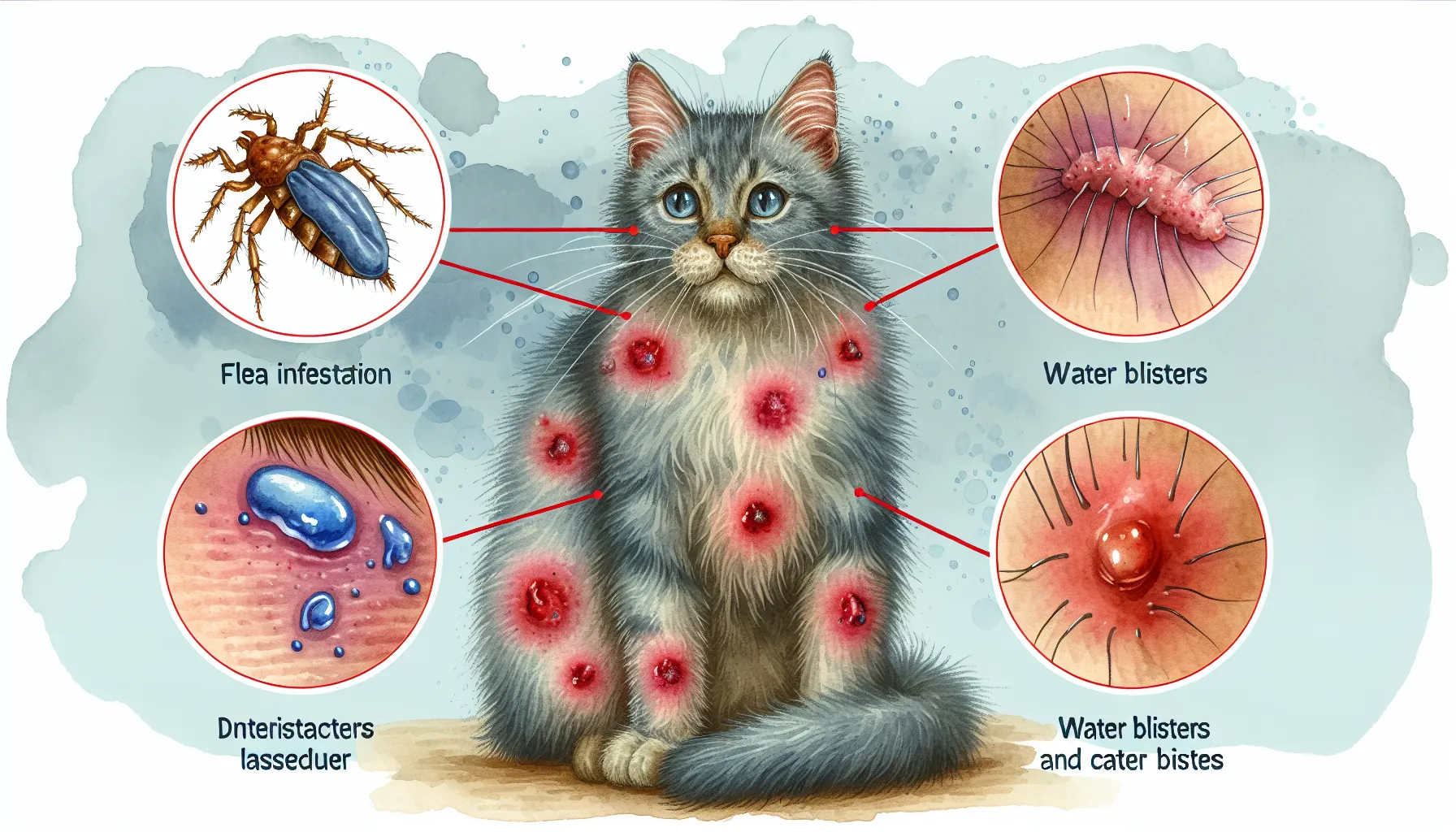 ## 2. 猫のノミ被害と水ぶくれの関連
のAIイメージ画像